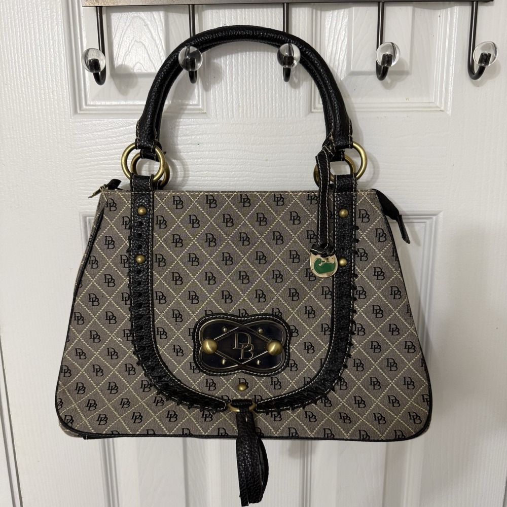 Dooney & Bourke Monogram Black Leather Trim Shoulder